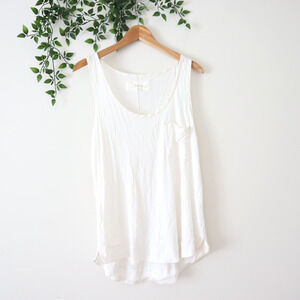 Pure + Good Anthropologie Ivory White Sleeveless Rayon Blend Tank Top Size M